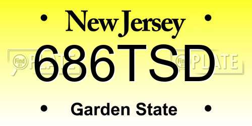 686TSD New Jersey License Plate