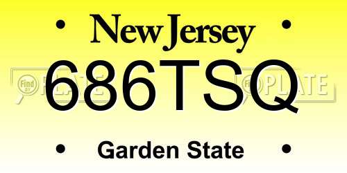 686TSQ New Jersey License Plate