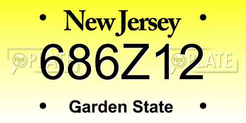 686Z12 New Jersey License Plate