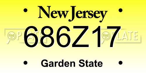 686Z17 New Jersey License Plate