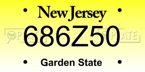 686Z50 New Jersey License Plate