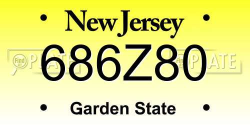 686Z80 New Jersey License Plate