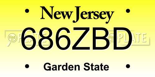 686ZBD New Jersey License Plate