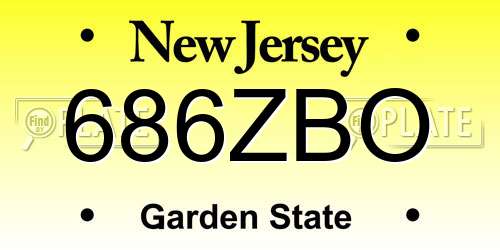 686ZBO New Jersey License Plate