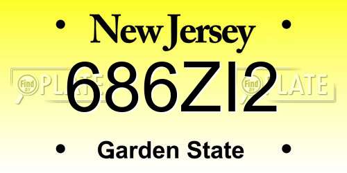 686ZI2 New Jersey License Plate