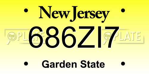 686ZI7 New Jersey License Plate
