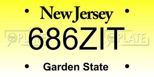 686ZIT New Jersey License Plate