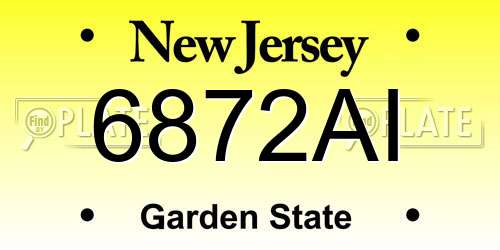 6872AI New Jersey License Plate