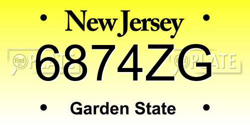 6874ZG New Jersey License Plate