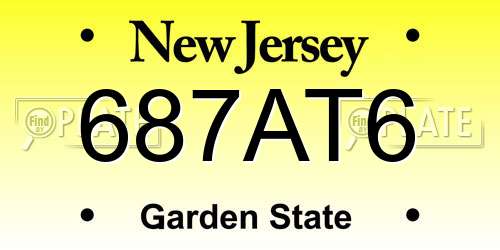 687AT6 New Jersey License Plate