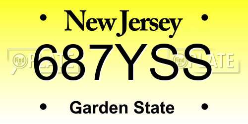 687YSS New Jersey License Plate
