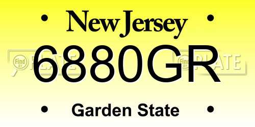 6880GR New Jersey License Plate