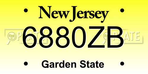 6880ZB New Jersey License Plate