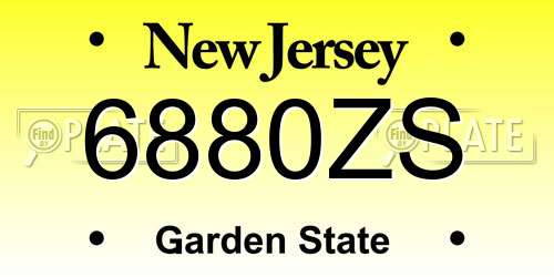 6880ZS New Jersey License Plate