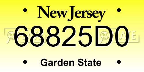 68825D0 New Jersey License Plate