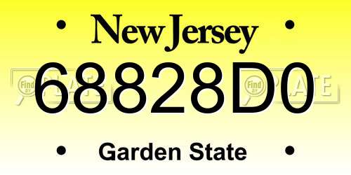 68828D0 New Jersey License Plate