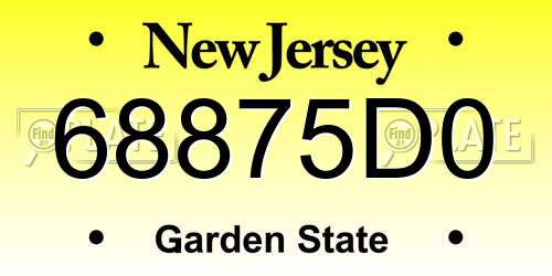 68875D0 New Jersey License Plate