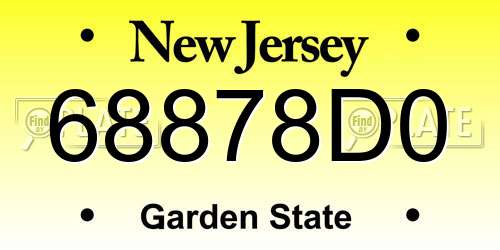 68878D0 New Jersey License Plate