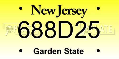 688D25 New Jersey License Plate