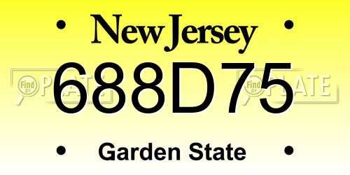 688D75 New Jersey License Plate