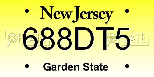 688DT5 New Jersey License Plate