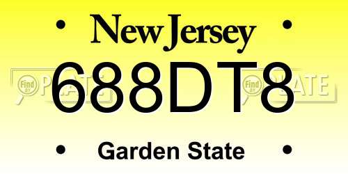 688DT8 New Jersey License Plate