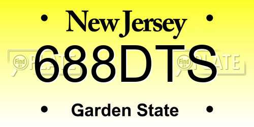 688DTS New Jersey License Plate