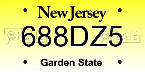 688DZ5 New Jersey License Plate