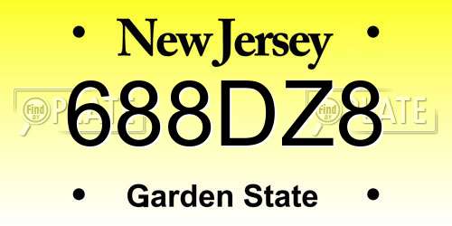 688DZ8 New Jersey License Plate