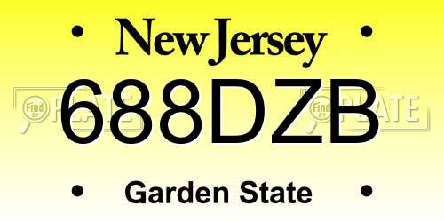 688DZB New Jersey License Plate