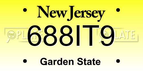688IT9 New Jersey License Plate