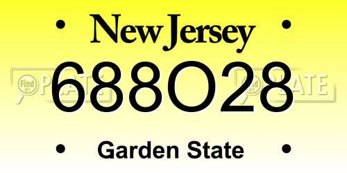 688O28 New Jersey License Plate