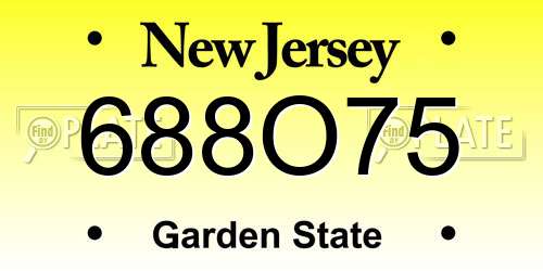 688O75 New Jersey License Plate