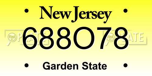 688O78 New Jersey License Plate