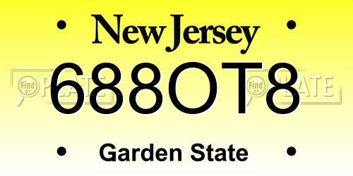 688OT8 New Jersey License Plate