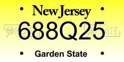 688Q25 New Jersey License Plate
