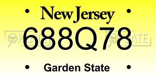 688Q78 New Jersey License Plate