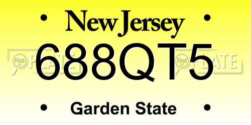 688QT5 New Jersey License Plate