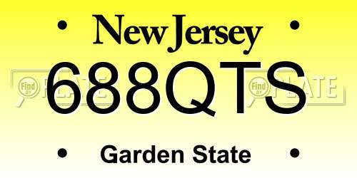 688QTS New Jersey License Plate