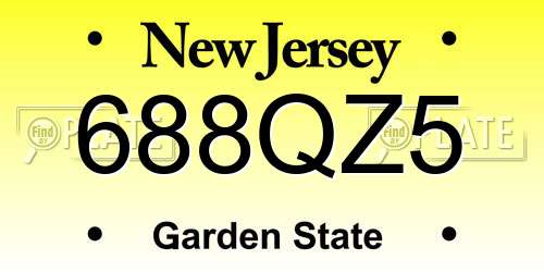 688QZ5 New Jersey License Plate