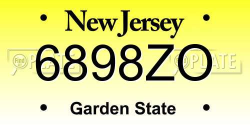 6898ZO New Jersey License Plate