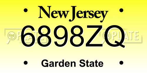 6898ZQ New Jersey License Plate