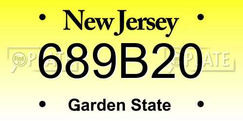 689B20 New Jersey License Plate