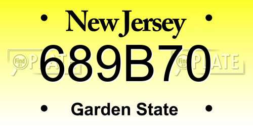 689B70 New Jersey License Plate