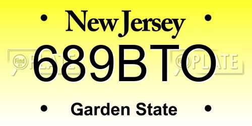 689BTO New Jersey License Plate