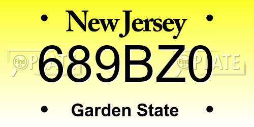689BZ0 New Jersey License Plate
