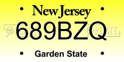 689BZQ New Jersey License Plate