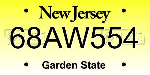 68AW554 New Jersey License Plate