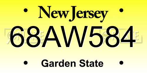68AW584 New Jersey License Plate