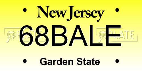 68BALE New Jersey License Plate